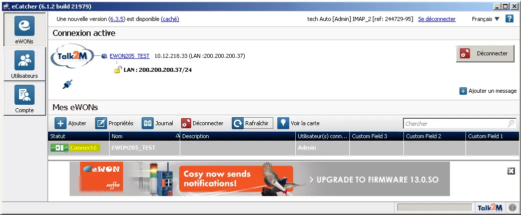 Connexion à Talk2M établie
